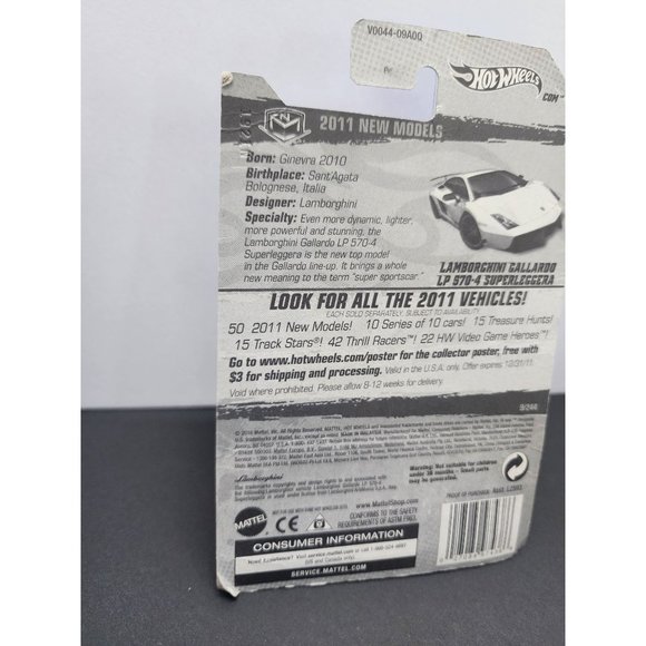 HOT WHEELS VHTF 2011 NEW MODELS LAMBORGHINI GALLARDO LP 570-4 SUPERLEGGERA New - Picture 8 of 10